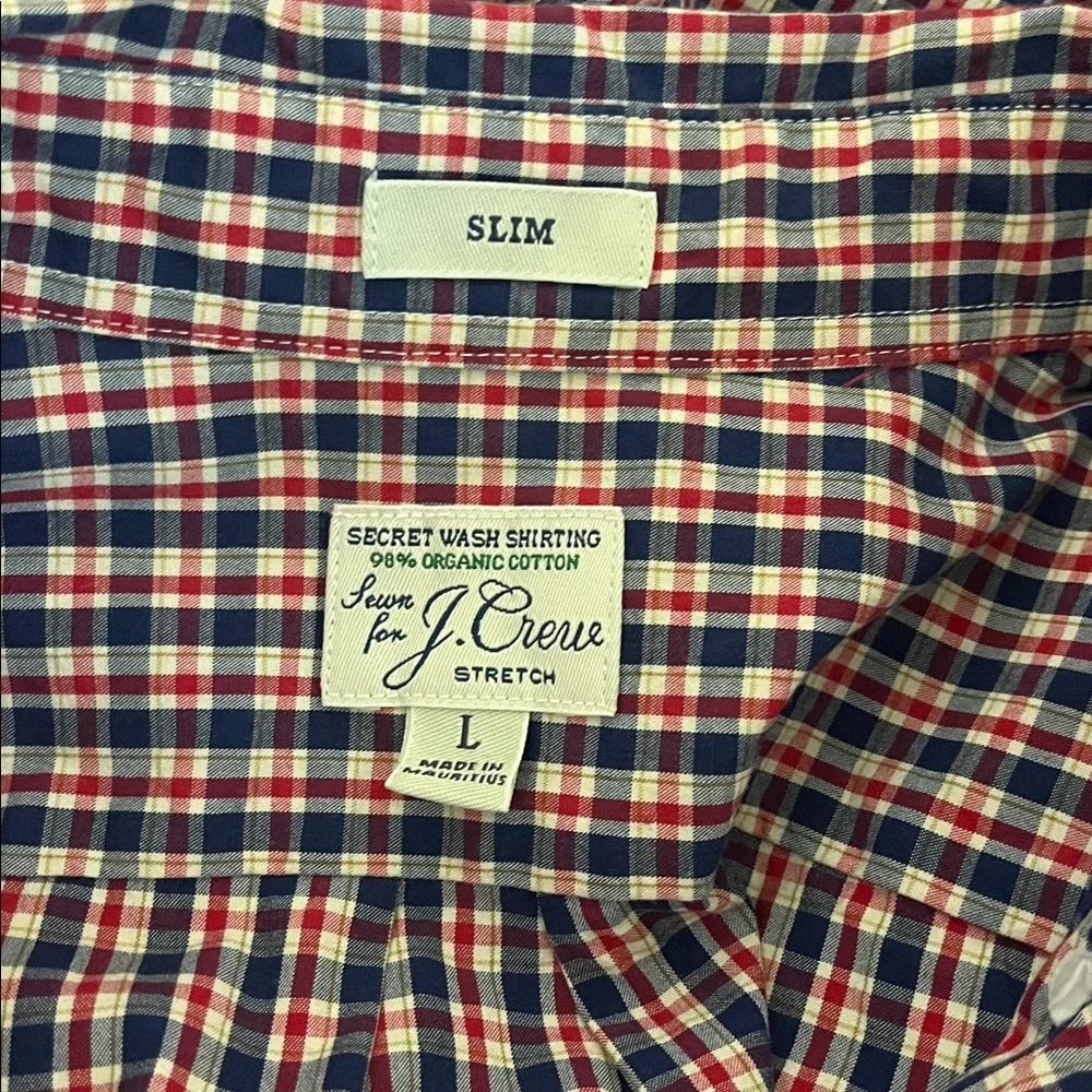 J. Crew Secret Wash Cotton Poplin Shirt in Check Sz Large
